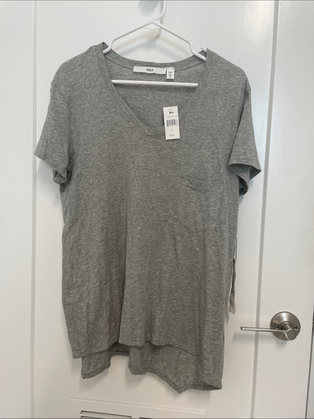 Wilt Heather Gray V-Neck Pocket Tee